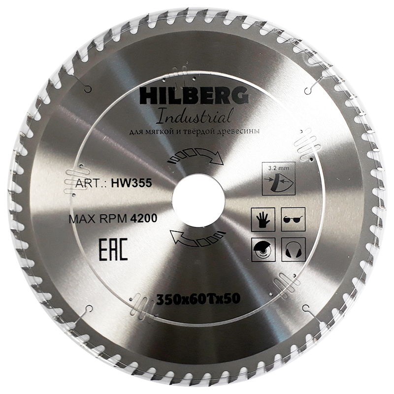Диск пильный по дереву Hilberg Industrial 350x50x60T