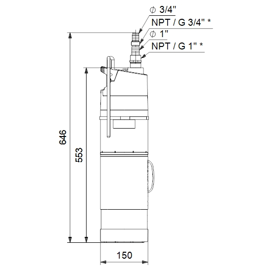 Погружной насос для колодцев Grundfos SBA 3-45 A Погружной насос для колодцев Grundfos SBA 3-45 A