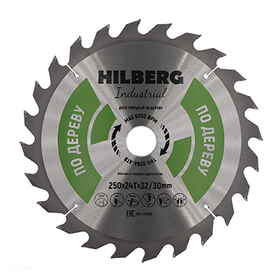 Диск пильный по дереву Hilberg Industrial 250х24Тх32/30 мм Диск пильный по дереву Hilberg Industrial 250х24Тх32/30 мм
