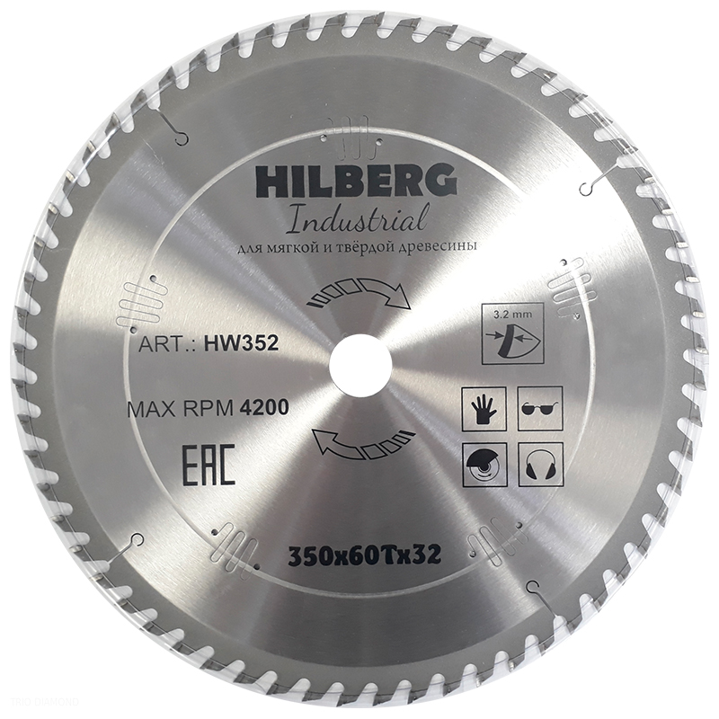 Диск пильный по дереву Hilberg Industrial 350x32x60T