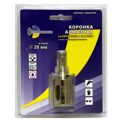 Коронка алмазная Trio Diamond по керамике и кафелю 28 мм с центрирующим сверлом Коронка алмазная Trio Diamond по керамике и кафелю 28 мм с центрирующим сверлом в Тул-ките
