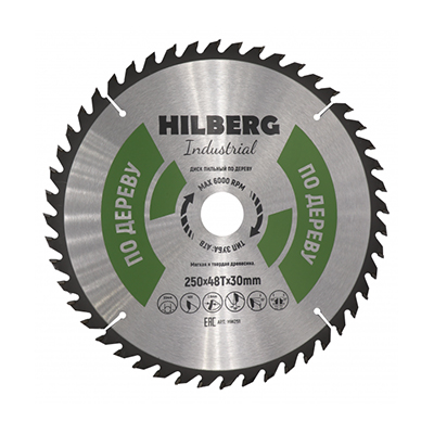 Диск пильный по дереву Hilberg Industrial 250х48Тх32/30 мм Диск пильный по дереву Hilberg Industrial 250х48Тх32/30 мм