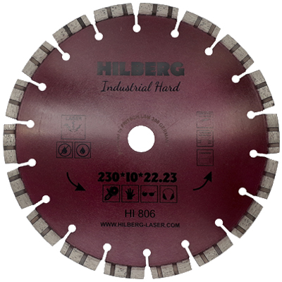 Диск алмазный Hilberg Industrial Hard Laser 230x10x22,2 мм Диск алмазный Hilberg Industrial Hard Laser 230x10x22,2 мм