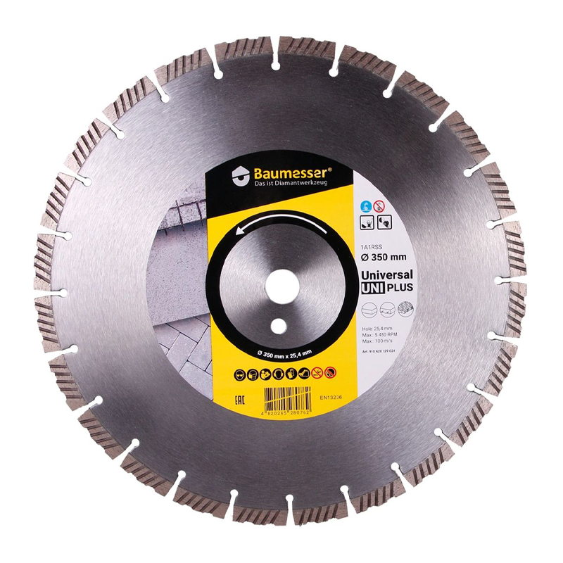 Диск алмазный Baumesser 1A1RSS/C3-H 350x3,5/2,5x10x25,4-24 F4 Uni PLUS Диск алмазный Baumesser 1A1RSS/C3-H 350x3,5/2,5x10x25,4-24 F4 Uni PLUS