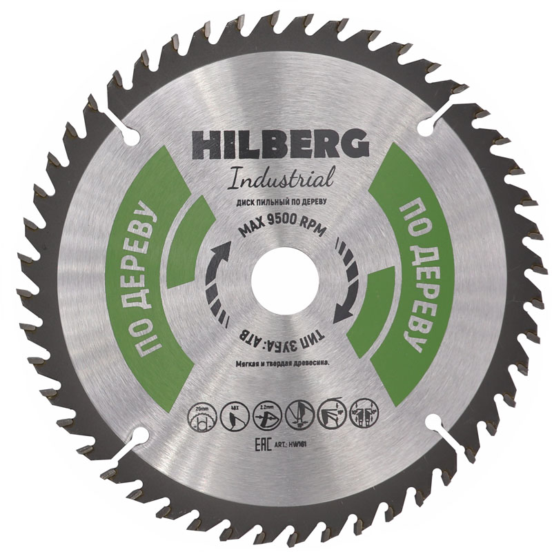 Диск пильный по дереву Hilberg Industrial 180x20/16x48T
