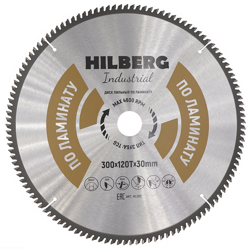 Диск пильный по ламинату TD Hilberg Industrial 300x30x120T Диск пильный по ламинату TD Hilberg Industrial 300x30x120T