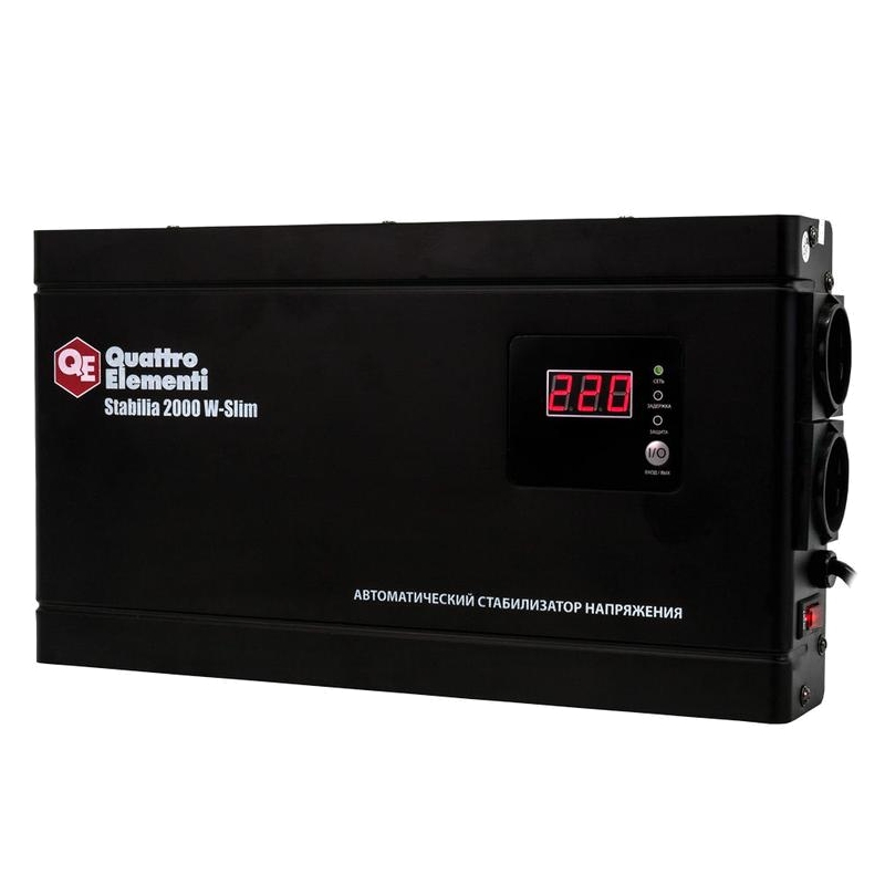 Стабилизатор напряжения Quattro Elementi Stabilia 2000 W-Slim настенный Стабилизатор напряжения Quattro Elementi Stabilia 2000 W-Slim настенный