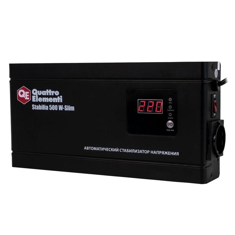 Стабилизатор напряжения Quattro Elementi Stabilia 500 W-Slim настенный Стабилизатор напряжения Quattro Elementi Stabilia 500 W-Slim настенный