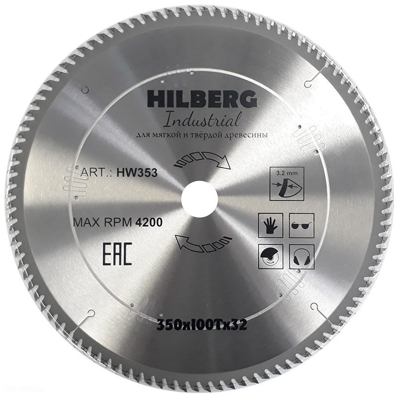 Диск пильный по дереву Hilberg Industrial 350x32x100T Диск пильный по дереву Hilberg Industrial 350x32x100T