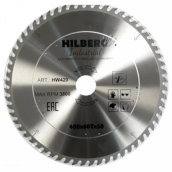 Диск пильный по дереву Hilberg Industrial 400x50x60T Диск пильный по дереву Hilberg Industrial 400x50x60T