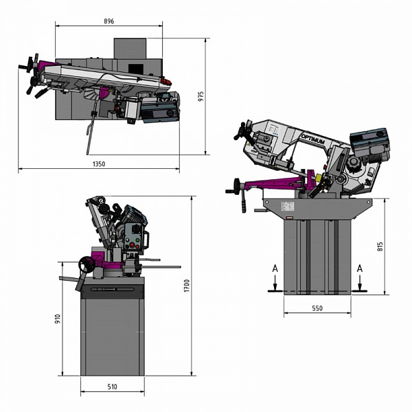 Станок ленточнопильный OPTIMUM OPTIsaw SD 281V Станок ленточнопильный OPTIMUM OPTIsaw SD 281V