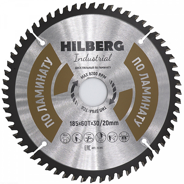 Диск пильный по ламинату TD Hilberg Industrial 185x30/20x60T Диск пильный по ламинату TD Hilberg Industrial 185x30/20x60T