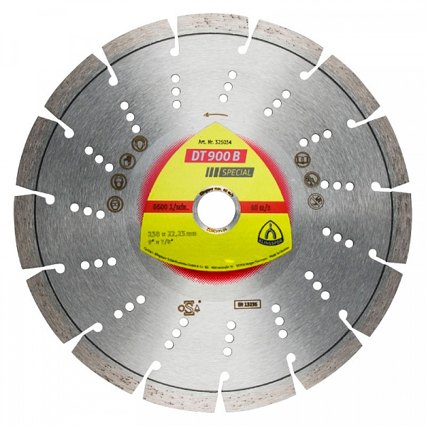 Алмазный диск KLINGSPOR 230x2,6x22,23/15S/12/S/DT/SPECIAL/DT900B Алмазный диск KLINGSPOR 230x2,6x22,23/15S/12/S/DT/SPECIAL/DT900B