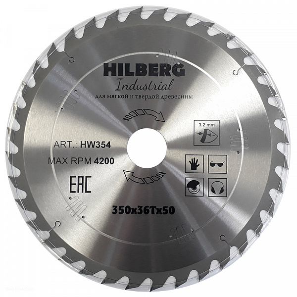 Диск пильный по дереву Hilberg Industrial 350x50x36T Диск пильный по дереву Hilberg Industrial 350x50x36T
