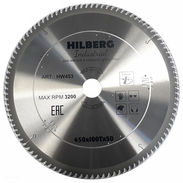 Диск пильный по дереву Hilberg Industrial 450x50x100T Диск пильный по дереву Hilberg Industrial 450x50x100T