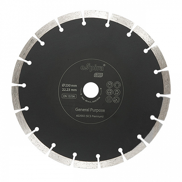 Диск алмазный Espira SCS Eco 230х22,23 сегм 10х2,6 Pr мм (Универсальный) Диск алмазный Espira SCS Eco 230х22,23 сегм 10х2,6 Pr мм (Универсальный)