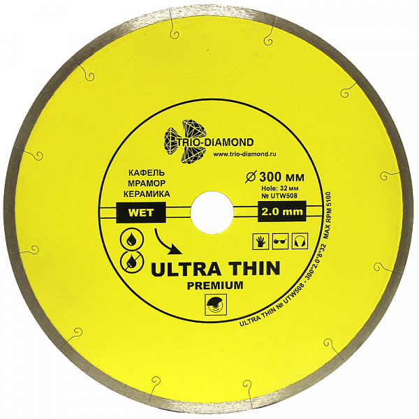 Диск алмазный Trio Diamond Сплошной Ультратонкий WET Ultra Thin hot press 300 мм Диск алмазный Trio Diamond Сплошной Ультратонкий WET Ultra Thin hot press 300 мм