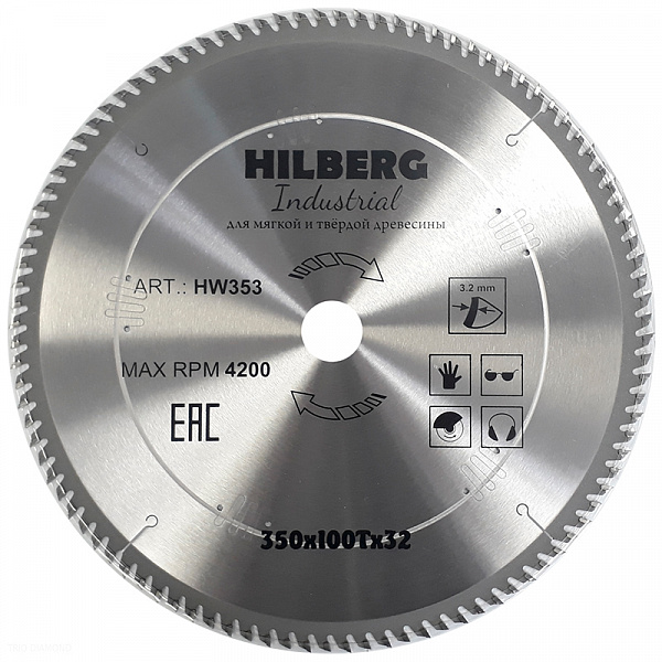 Диск пильный по дереву Hilberg Industrial 350x32x100T Диск пильный по дереву Hilberg Industrial 350x32x100T